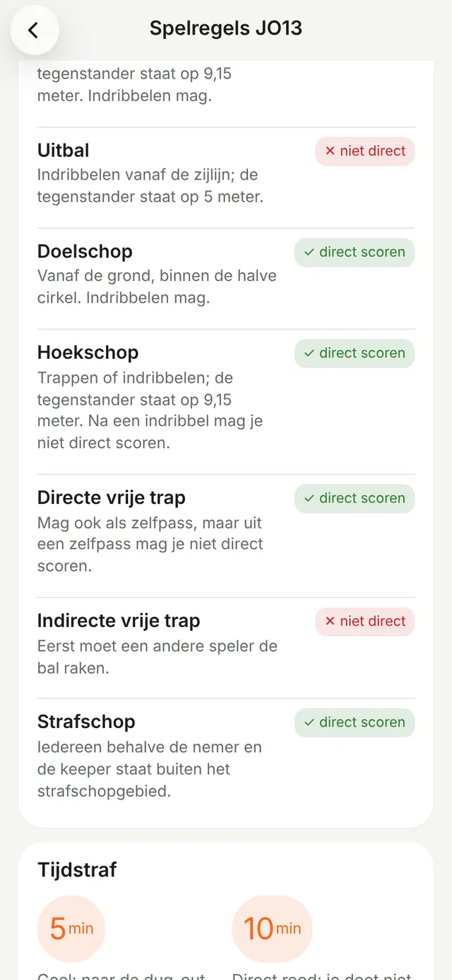 Spelhervattingen volgens de vernieuwde spelregels in de app